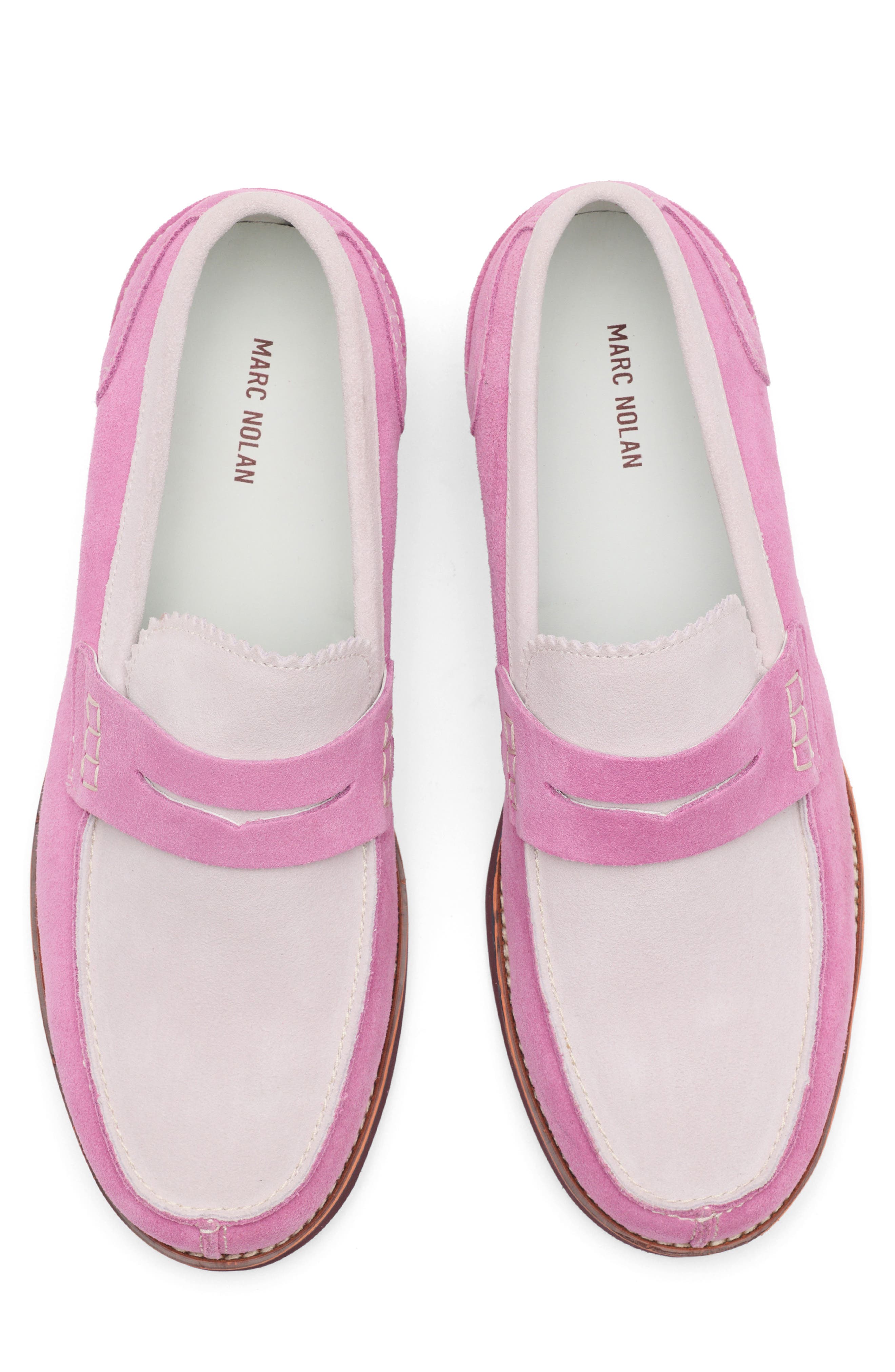 Marc Nolan Abe Penny Loafer Mens 11 Pink Lavender Suede Two Tone Wedge Sole Shoe Abe Dusty Rose Suede Penny Loafers main image 4