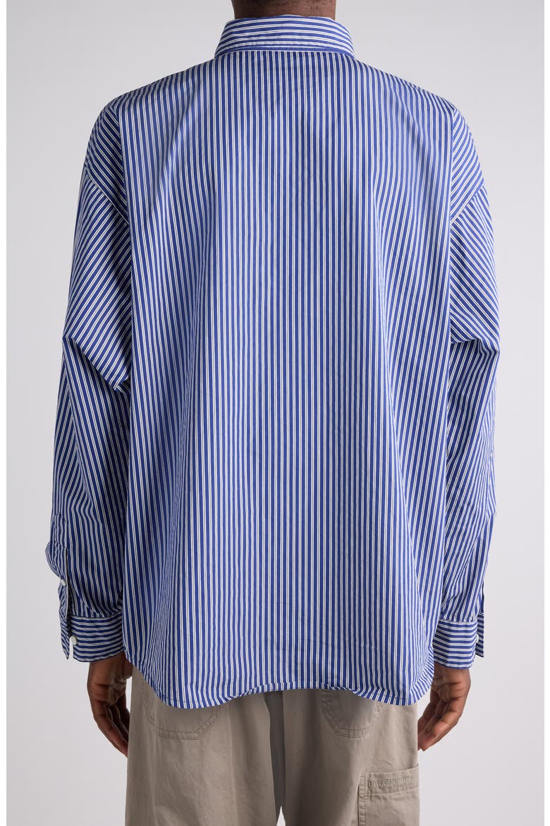 Oversize Stripe Cotton Blend Button-Up Shirt, Alternate, color, NAVY/ WHITE