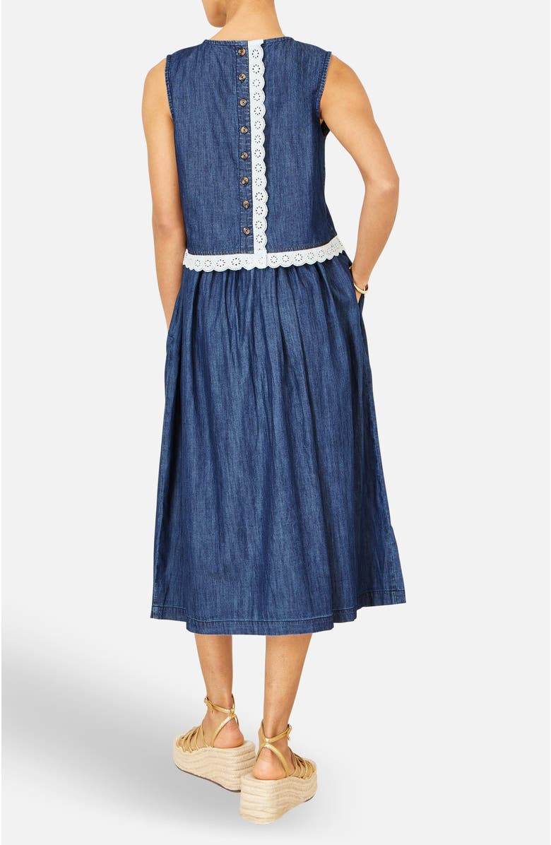 Yumi Denim Chambray Gathered Midi Skirt, Alternate, color, Blue