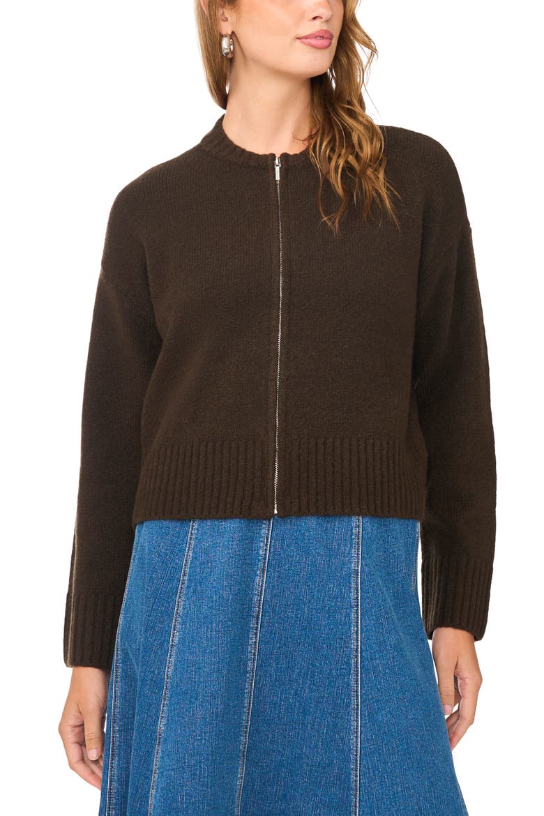 Zip Bomber Jacket, Main, color, CHOCOLATE