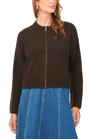 1.state Zip Bomber Jacket In Chocolate