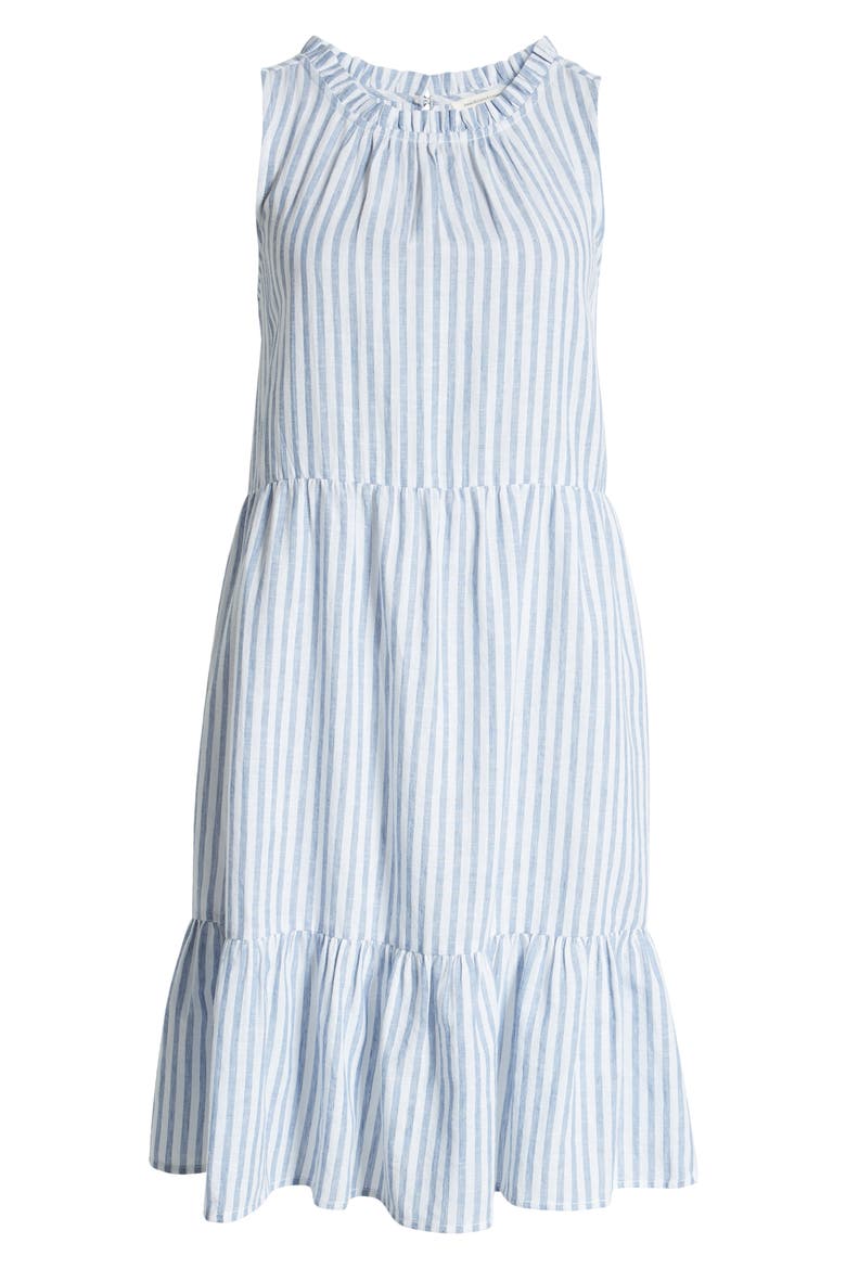 Saison Sleeveless Linen Blend Dress, Alternate, color, MISTY LINES