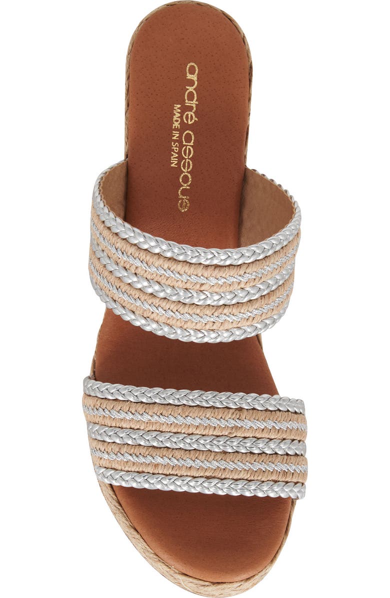 André Assous Nolita Wedge Slide Sandal, Alternate, color, Natural/ Silver