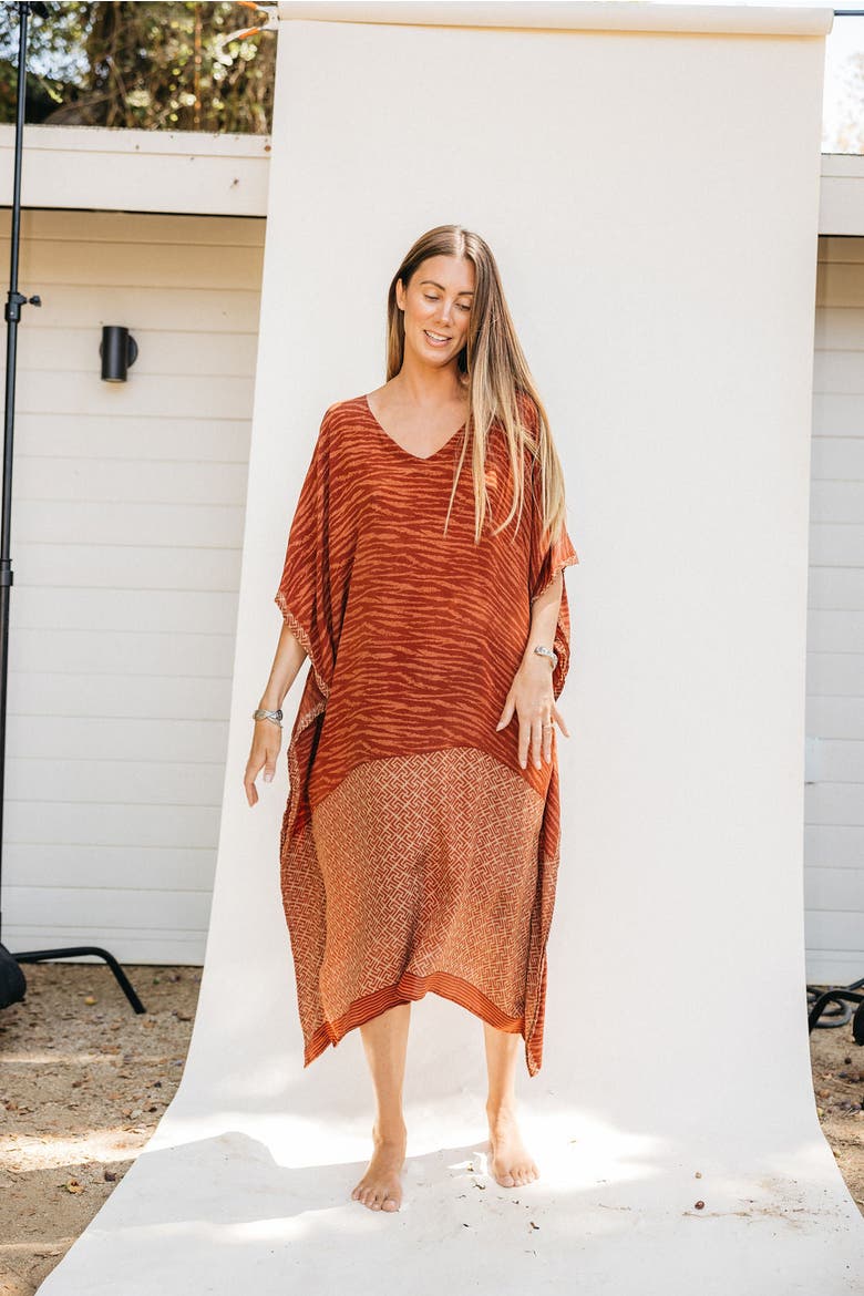 Long Caftan Stella, Alternate, color, Red