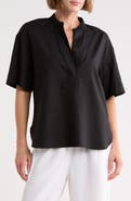 Vince Short Sleeve Linen Blend Top