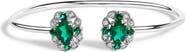 Haus of Brilliance Sterling Silver White Topaz and Green Emerald Floral Bangle Bracelet