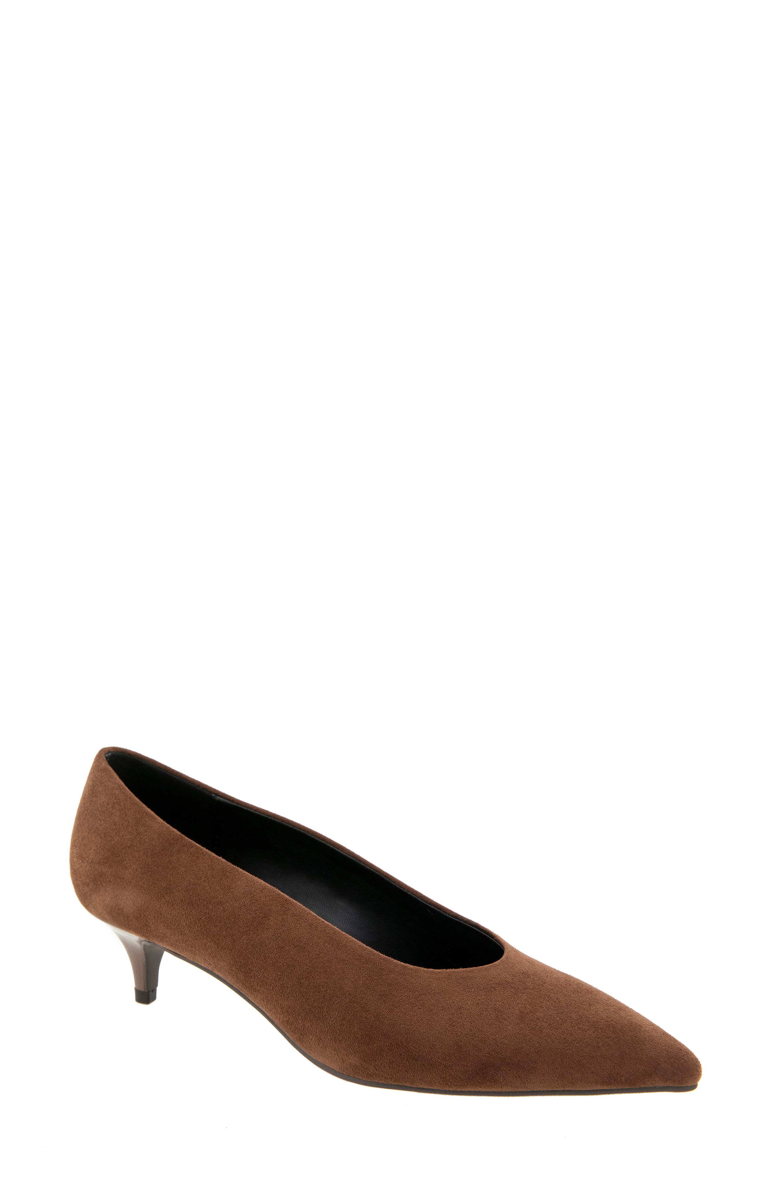 Pacsin Pointed Toe Kitten Heel Pump, Main, color, DARK BROWN