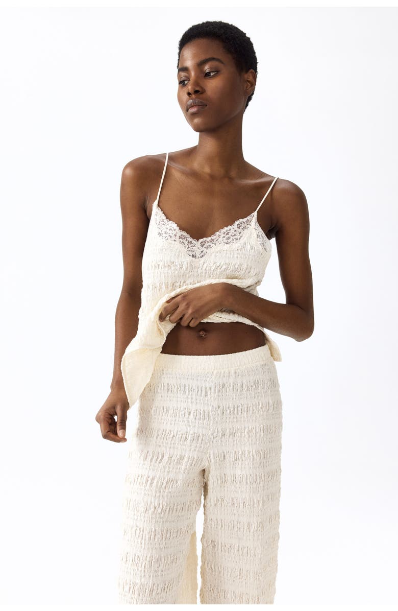 H&M Textured Jersey Balloon Trousers, Alternate, color, Ivory