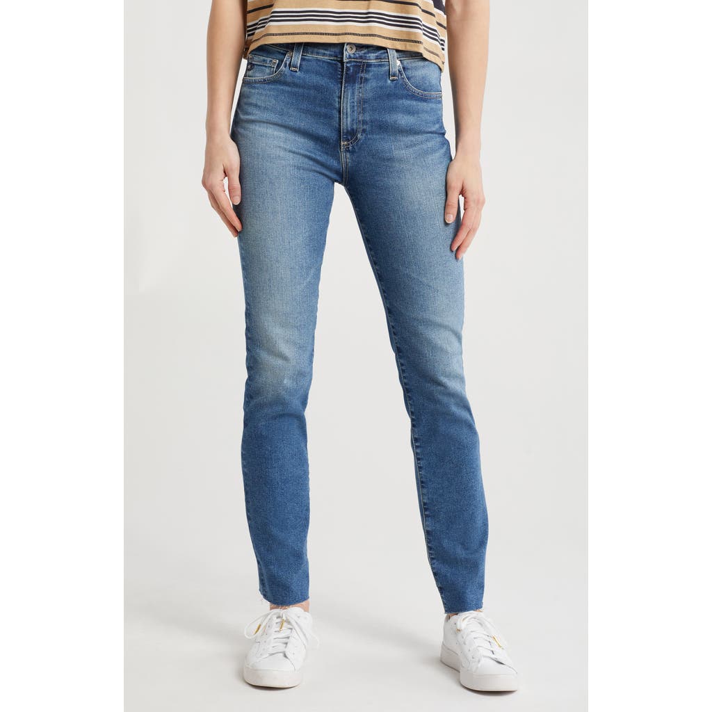Ag Mari High Waist Raw Hem Slim Straight Jeans In Arcadia