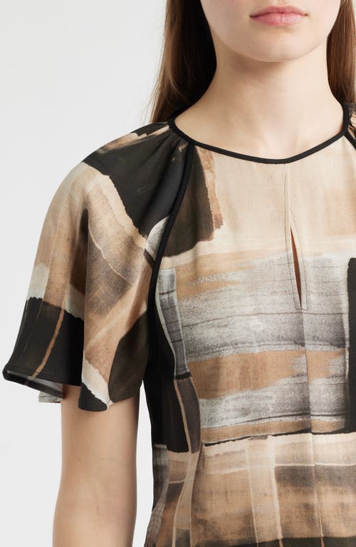 Hugo Boss Regular-fit Blouse With Modern Print In Brown