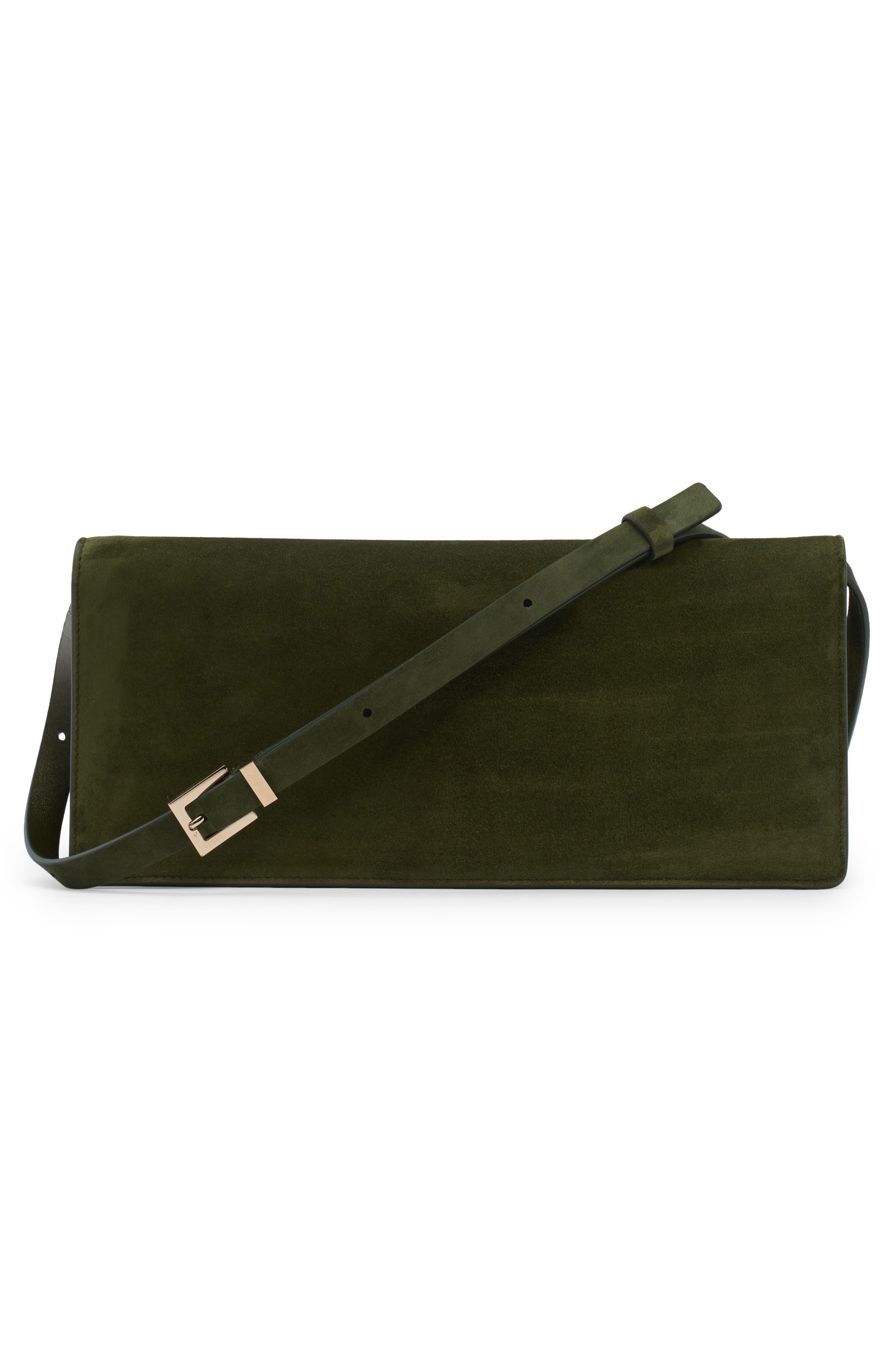 TOM FORD Suede East/West Shoulder Bag, Alternate, color, 1E018 Moss Green