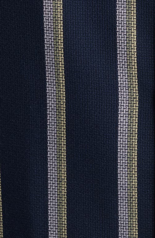Hugo Boss Hugo Eralino Loose Fit Stripe Short Sleeve Cotton Blend Button-up Shirt In Blue