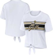 WEAR by Erin Andrews Women's WEAR by Erin Andrews White New Orleans Saints Front Tie Retro T-Shirt