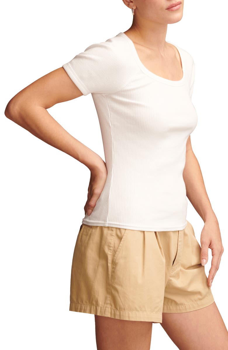 Lucky Brand Rib Scoop Neck T-Shirt, Alternate, color, Bright White