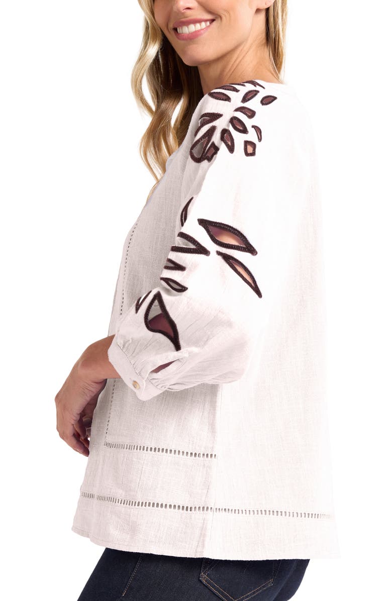 matty m. Athena Embroidered Puff Sleeve Cotton Top, Alternate, color, 