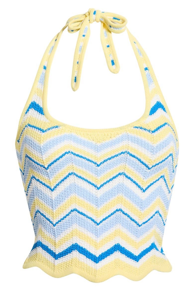 Chevron Knit Halter Crop Top, Alternate, color, LEMON DAZE