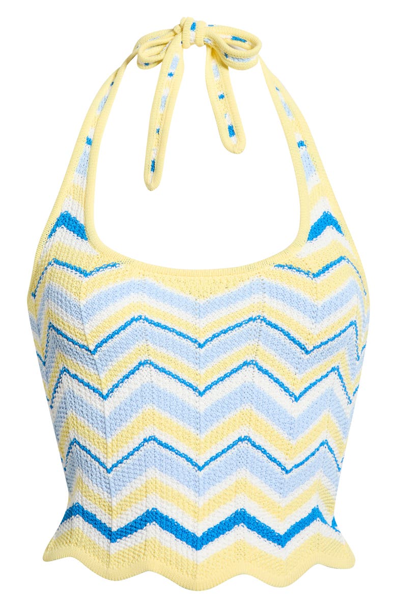 Kulani Kinis Chevron Knit Halter Crop Top, Alternate, color, Lemon Daze