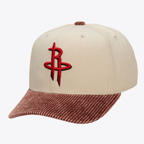 Men's Mitchell & Ness Cream/Red Houston Rockets Washed Corduroy Pro Crown Snapback Hat