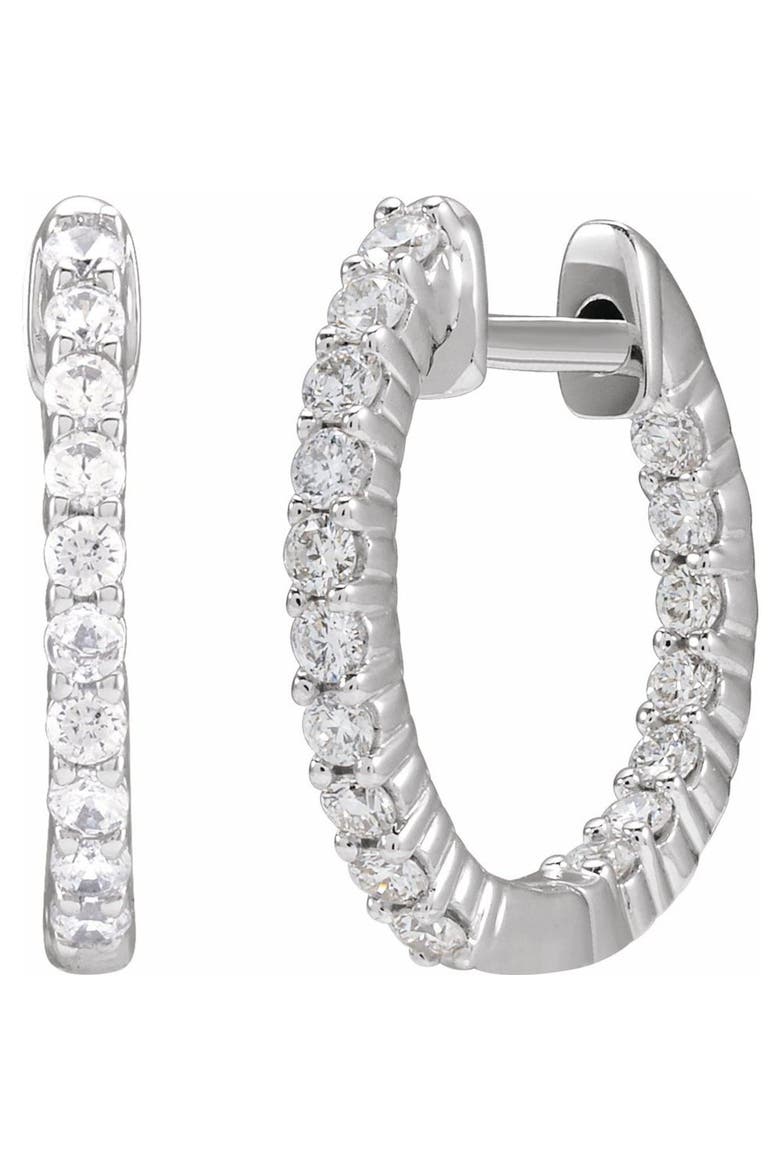 1/2 CT Lab-Grown Diamond Hoop Earrings in 14K Gold, Main, color, White