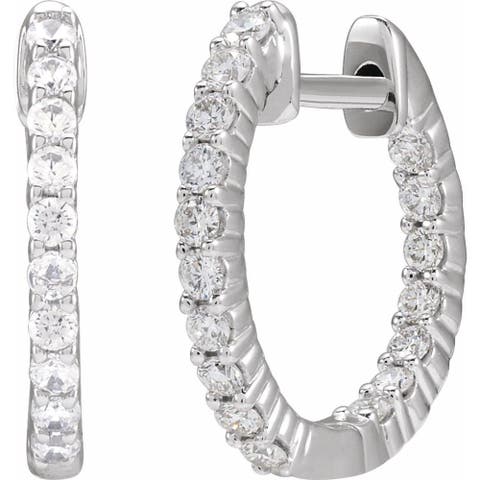 1/2 CT Lab-Grown Diamond Hoop Earrings in 14K Gold