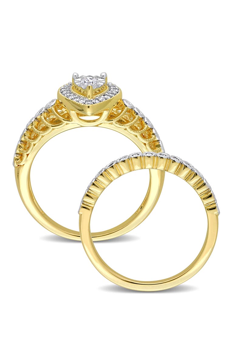 Julianna B. Diamond Halo Teardrop Bridal Ring Set, Alternate, color, Yellow-Plated Sterling Silver