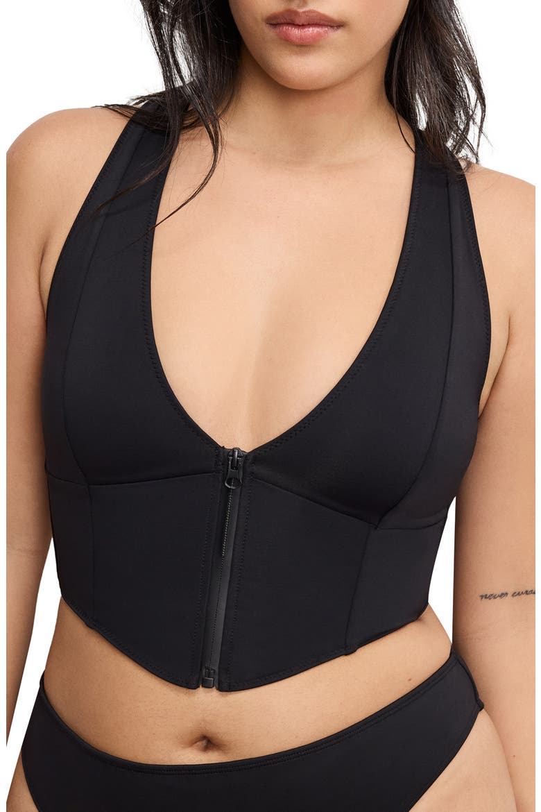 Compression Zip-Up Support Top, Main, color, BLACK001
