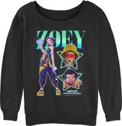 KPop Demon Hunters Junior's Zoey Super Star Logo Long Sleeve Oversized Sweatshirt
