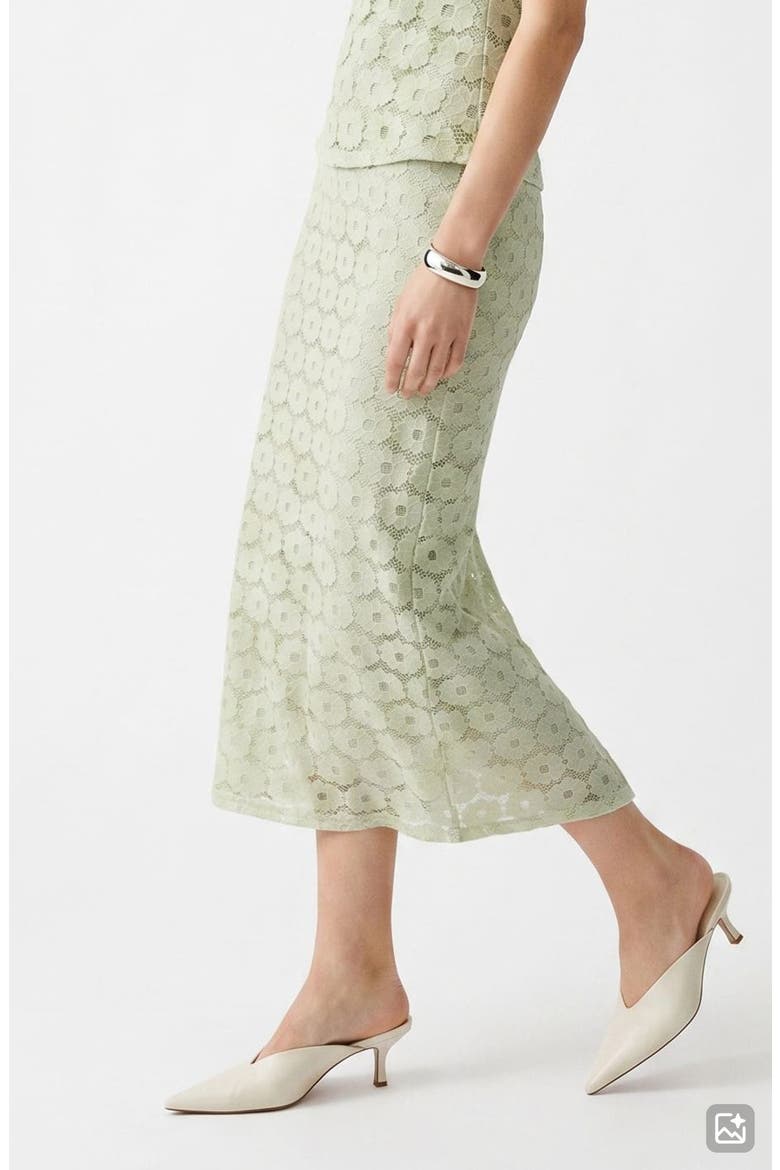 Janelle Floral Lace Skirt, Alternate, color, FOG GREEN