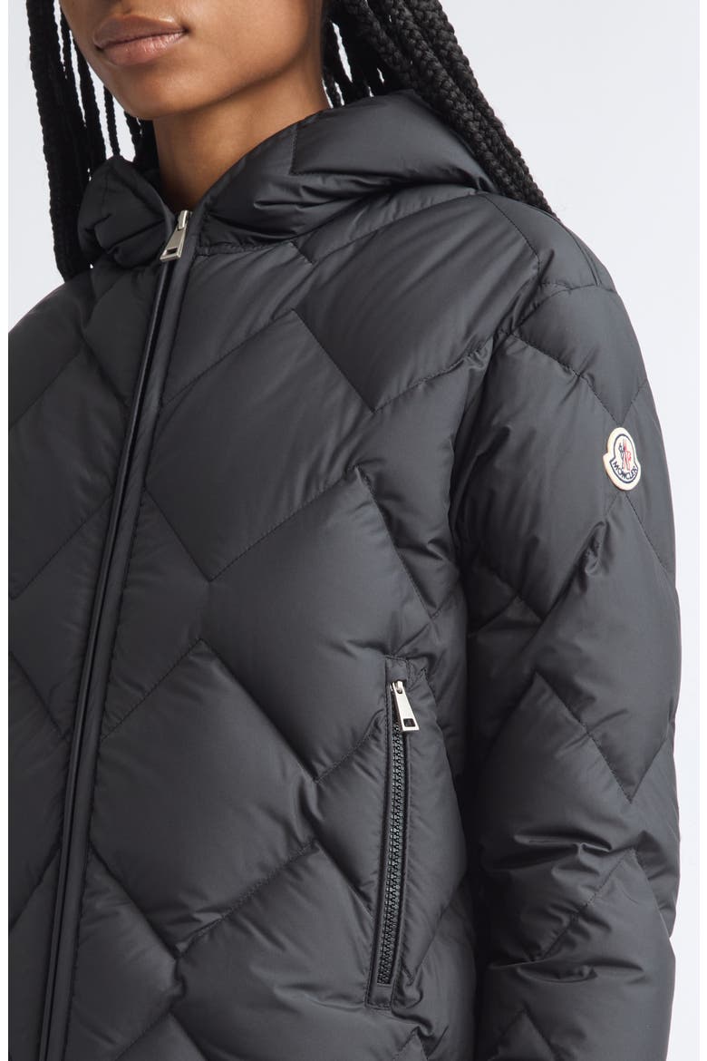 Arvouinne Diamond Quilted Hooded Down Jacket, Alternate, color, BLACK