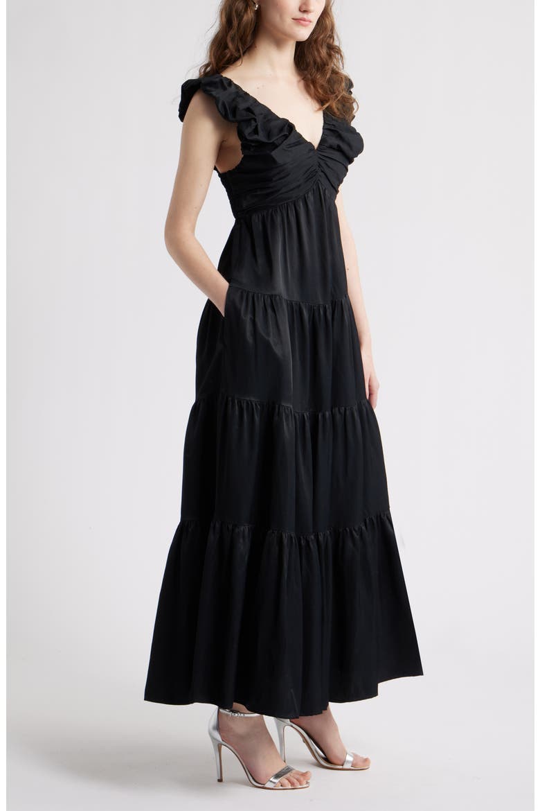 Ruffle Maxi Dress, Alternate, color, BLACK