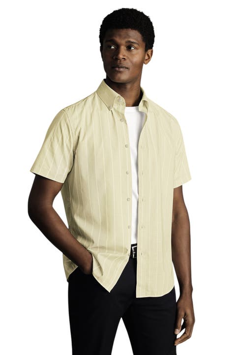 Non-Iron Stretch Poplin Slub Short Sleeve Shirt