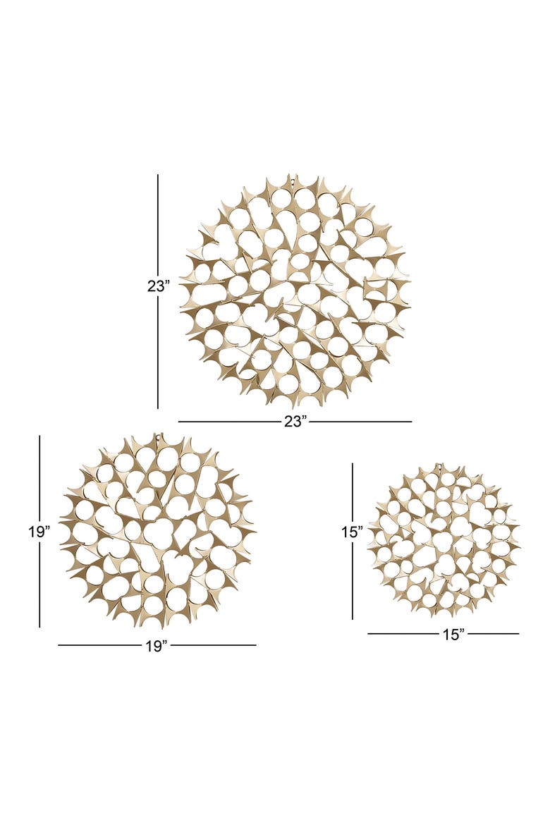 Goldtone Metal Starburst Wall Decor with Cutout Design - Set of 3, Alternate, color, GOLD