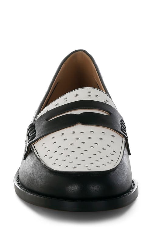 Rag & Co Women's Raisa Stud Embellished Penny Loafers In Black Off White In Black/off White