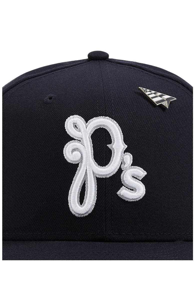 P Logo 9FIFTY Twill Snapback Cap, Alternate, color, NAVY