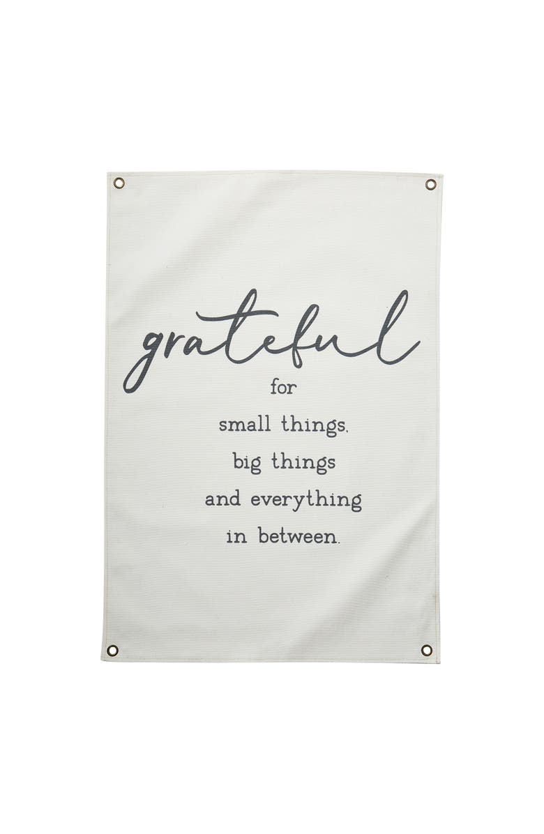 tag Grateful Canvas Wall Decor Natural Cotton Art for Indoor Use, Main, color, Beige