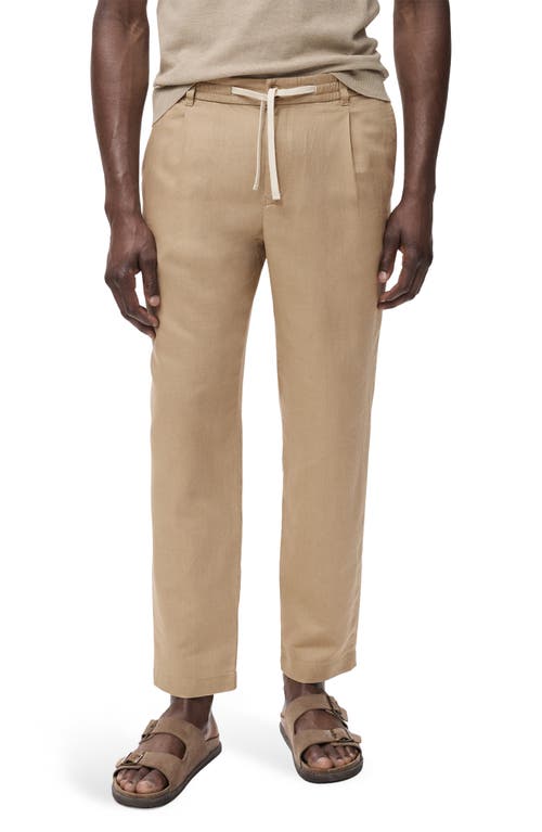 Mango Slim Fit Pants With Drawstring Waist In Brown