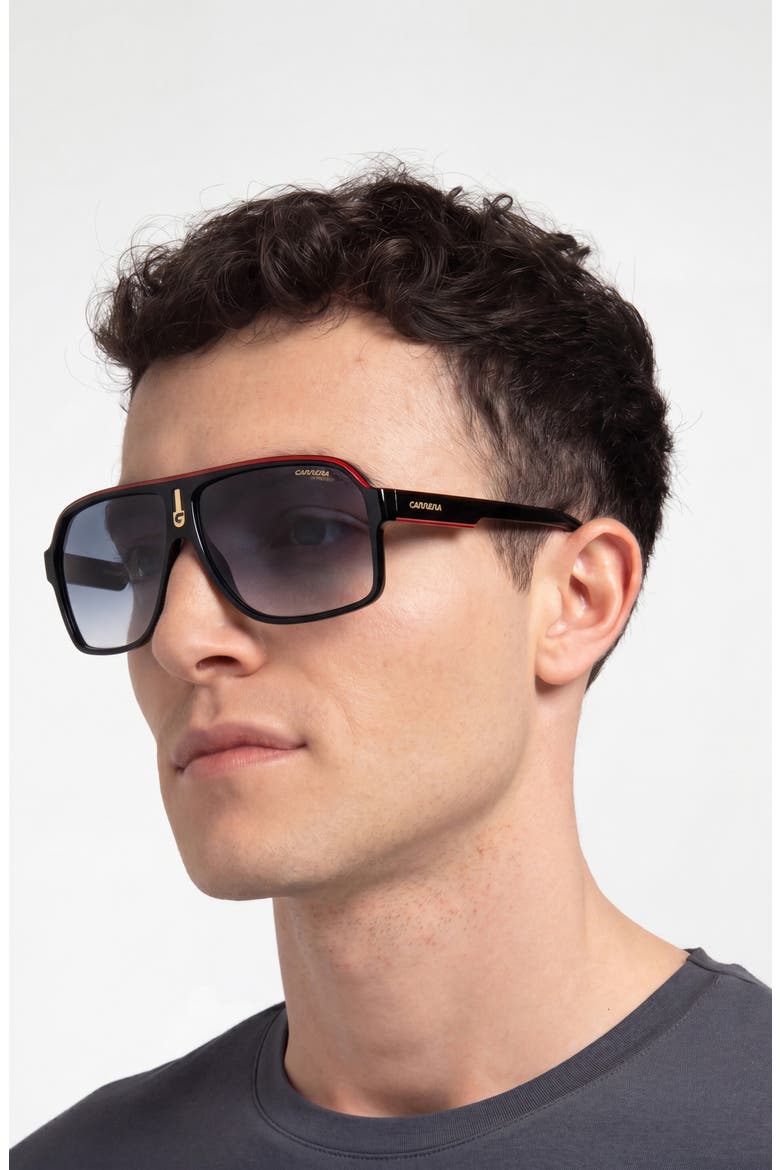 62mm Oversize Gradient Rectangular Sunglasses, Alternate, color, BLACK GOLD/ DK BLUE SF