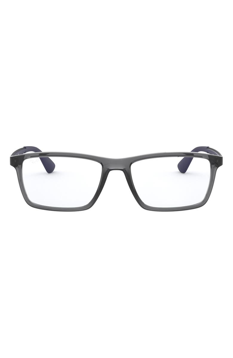 Ray-Ban 55mm Optical Glasses, Main, color, Transparent Grey