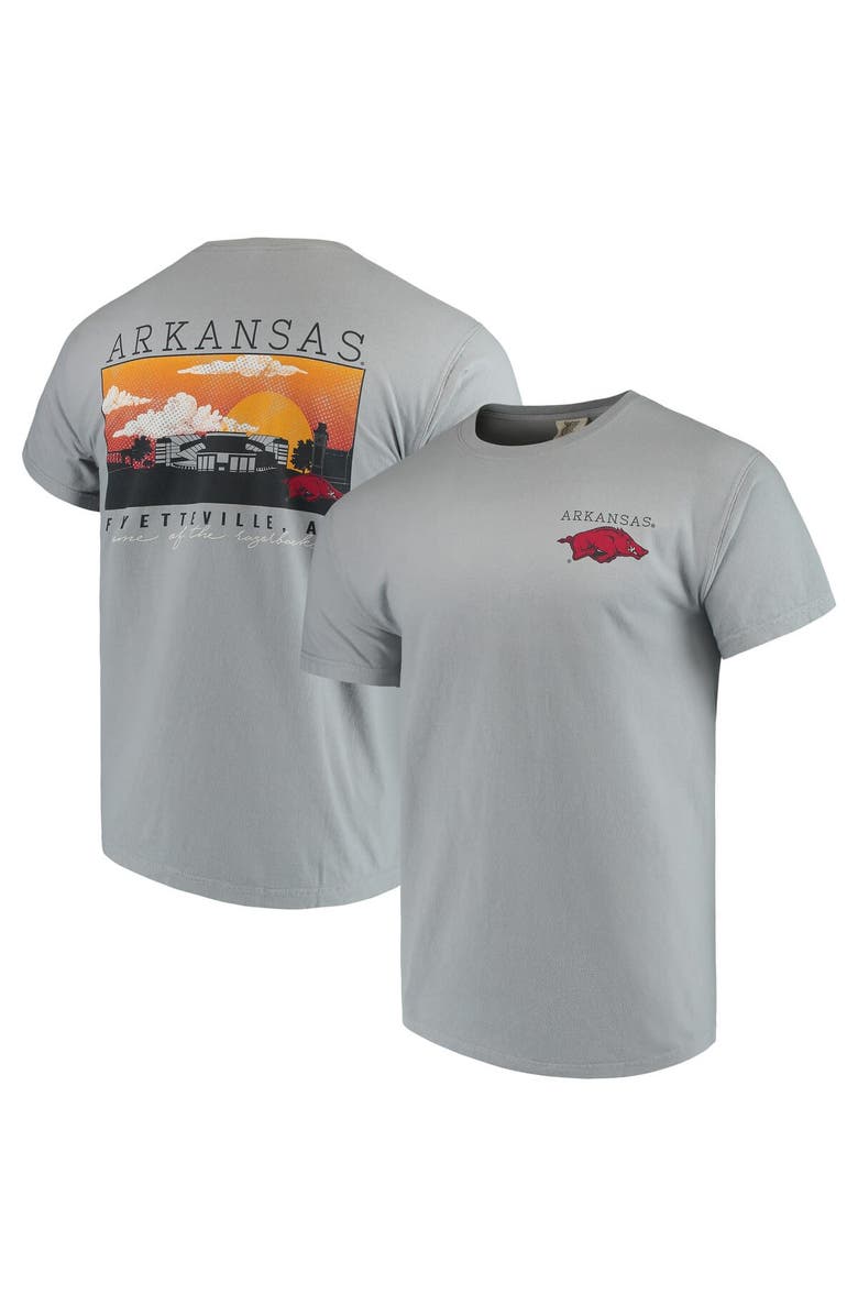 IMAGE ONE Men's Gray Arkansas Razorbacks Comfort Colors Campus Scenery T-Shirt, Main, color, 