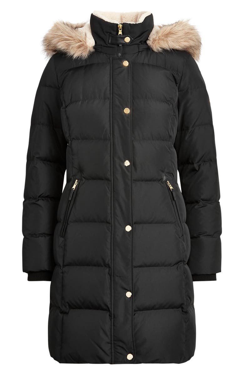 Lauren Ralph Lauren Faux Fur Trim Down Puffer Coat, Alternate, color,