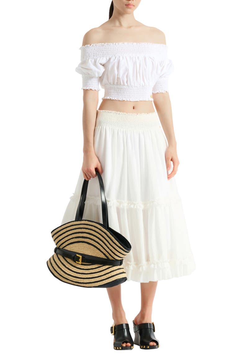 Long gathered skirt, Alternate, color, white