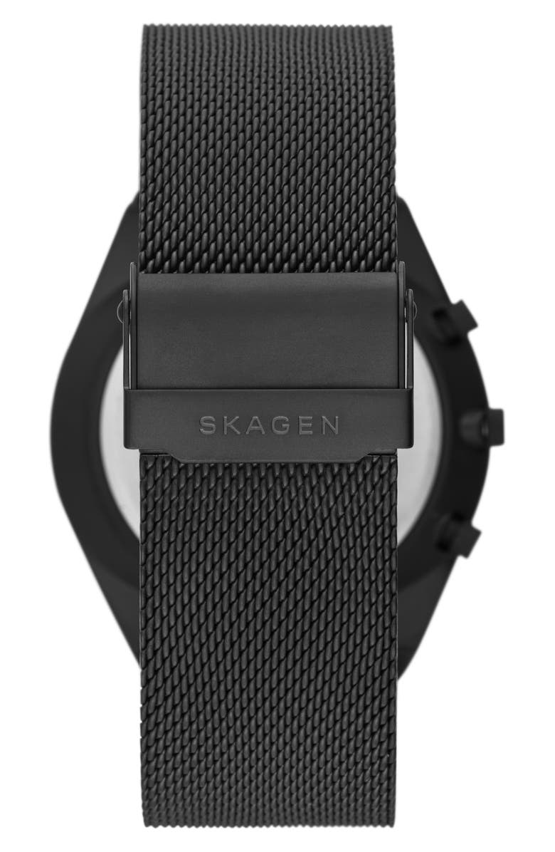 Skagen Grenen Midnight Mesh Strap Chronograph Watch, 42mm, Alternate, color,