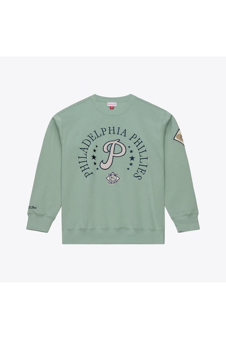Men's Mitchell & Ness Green Philadelphia Phillies Yacht Rock Fleece Sweatshirt, Main, color, Green