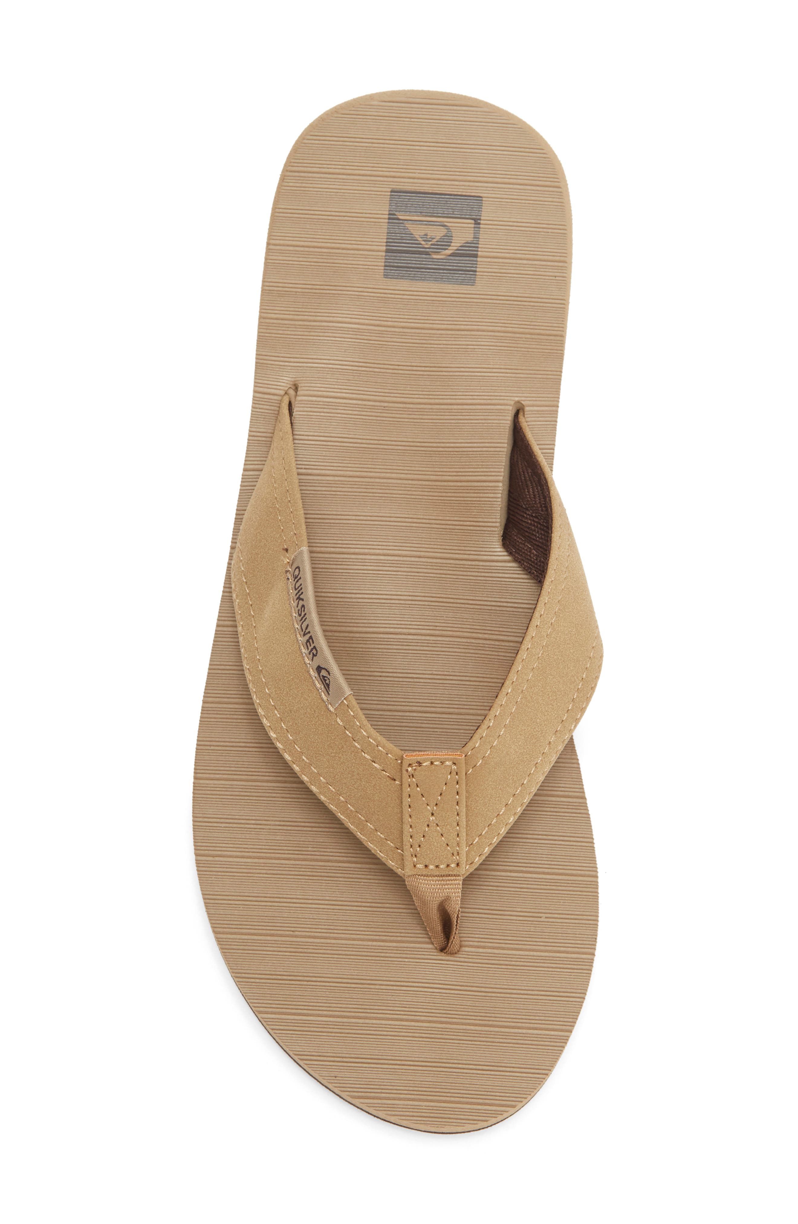 Quiksilver Carving Faux Suede Flip Flop Sandal, Alternate, color, Tan