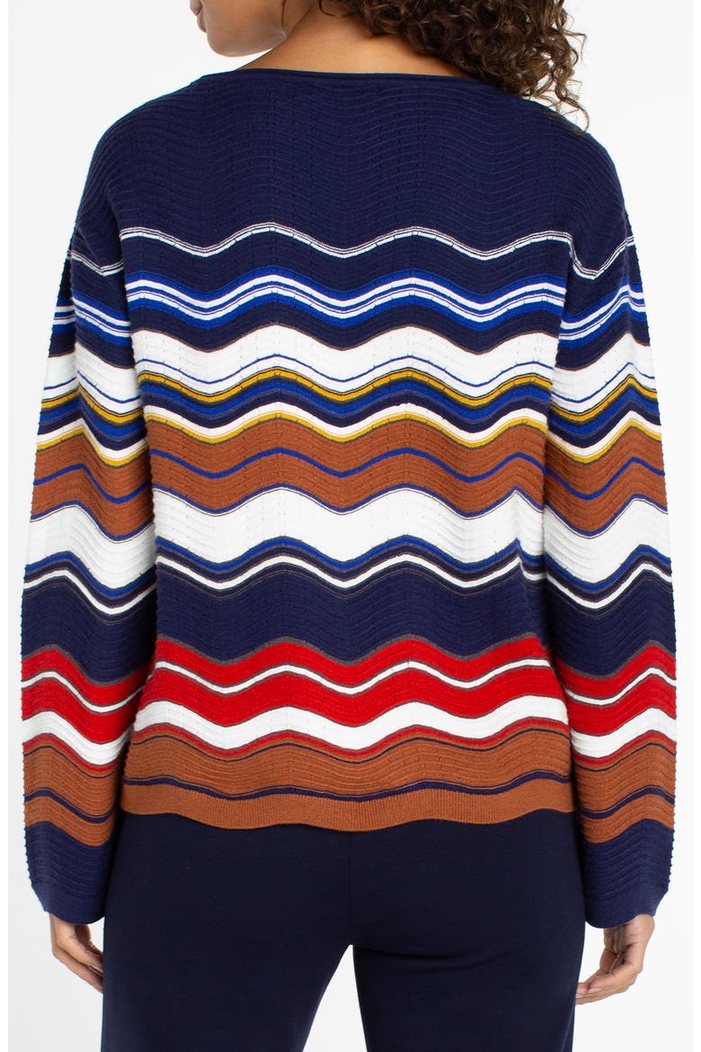Scalloped Hem Sweater, Alternate, color, NAVY/ BROWN/ MULTI STP
