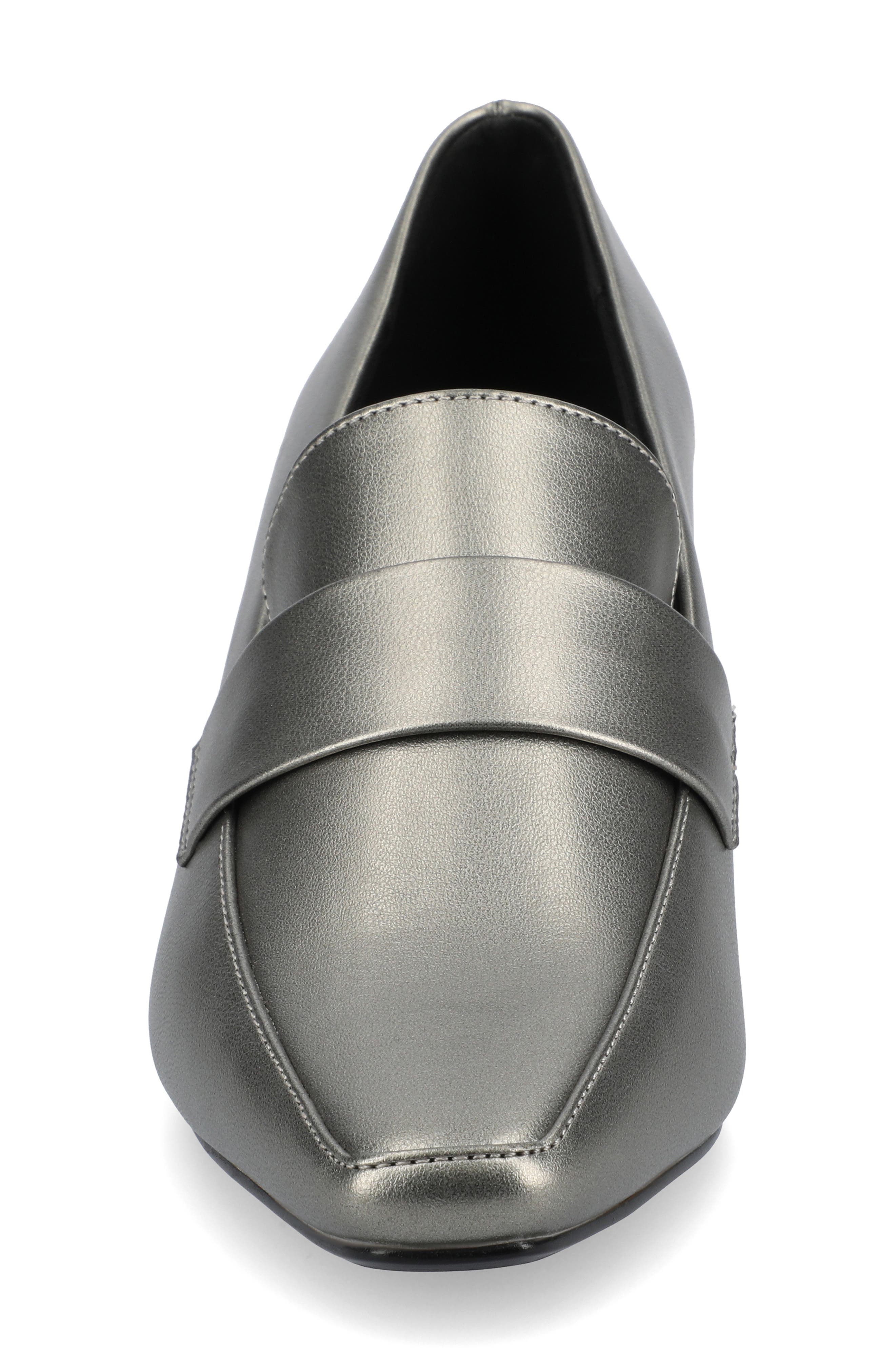 Journee Collection Celina Croc Embossed Loafer Pump - Wide Width Available, Alternate, color, Pewter