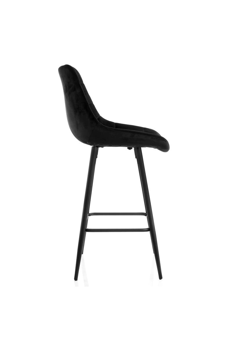 Elama 2 Piece Velvet Tufted Bar Chair with Metal Legs, Alternate, color, Black