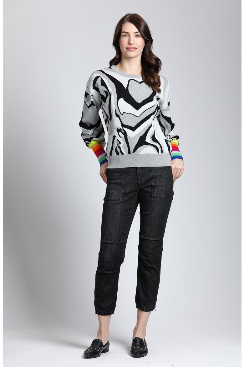 Swirl Heart Sweater, Alternate, color, GREY MULTI