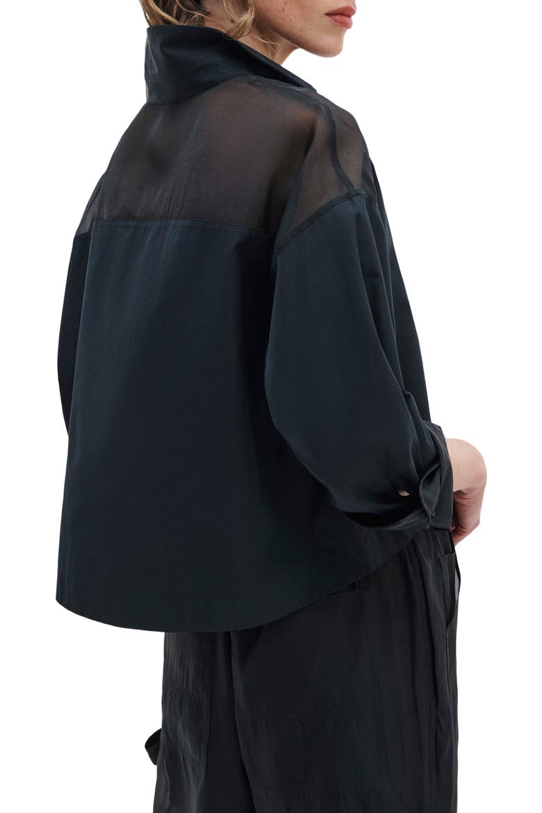 Elly Crop Button-Up Shirt, Alternate, color, BLACK