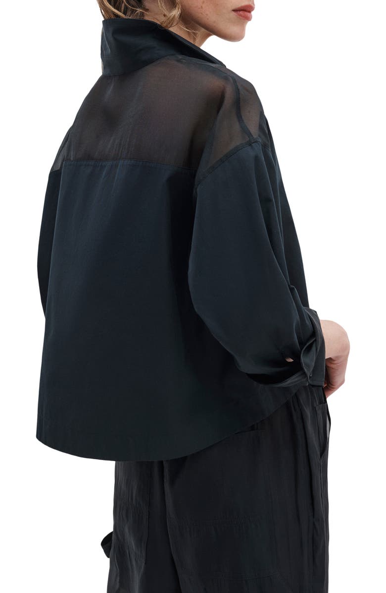 rag & bone Elly Crop Button-Up Shirt, Alternate, color, Black